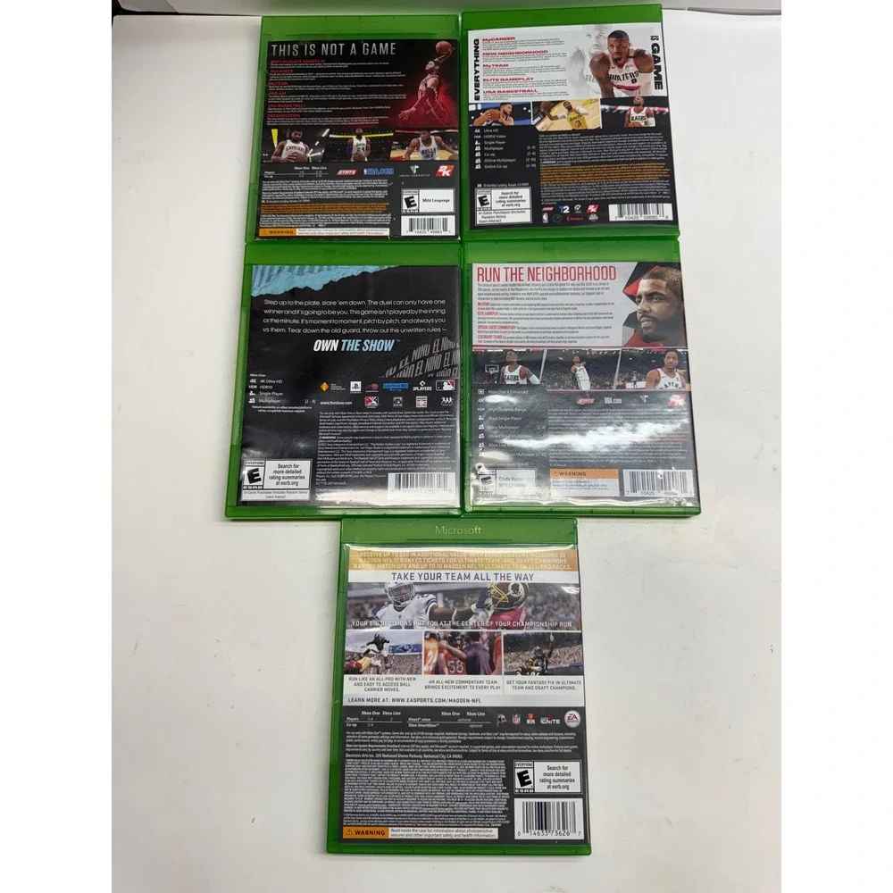 Xbox One Sports Game Lot NBA 2K17 2K18 2K21 MLB The Show 21 Madden 17 Bundle